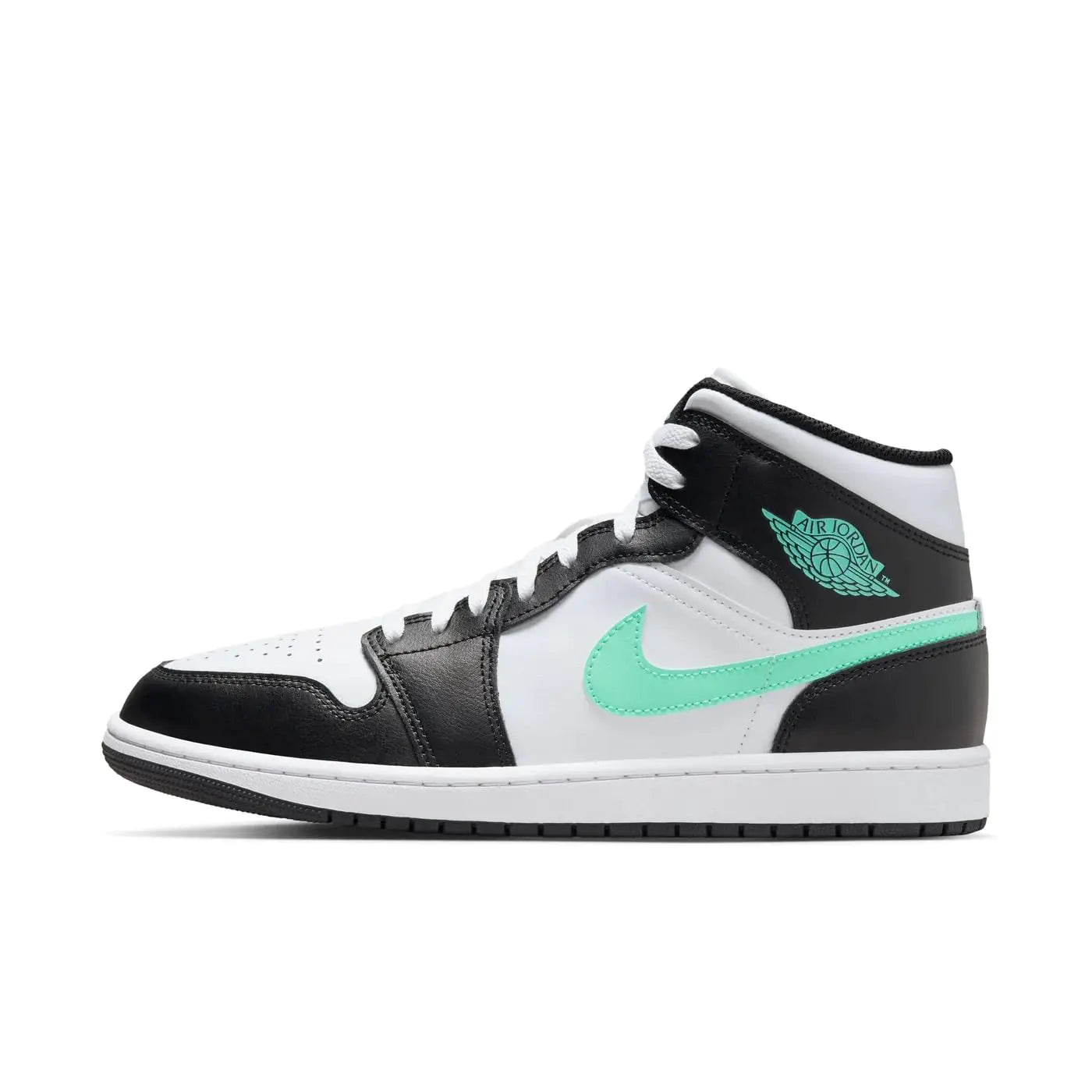 Jordan Nike Air 1 Mid Mens Shoes White/Green Glow-Black DQ8426 103 - Size 11.5