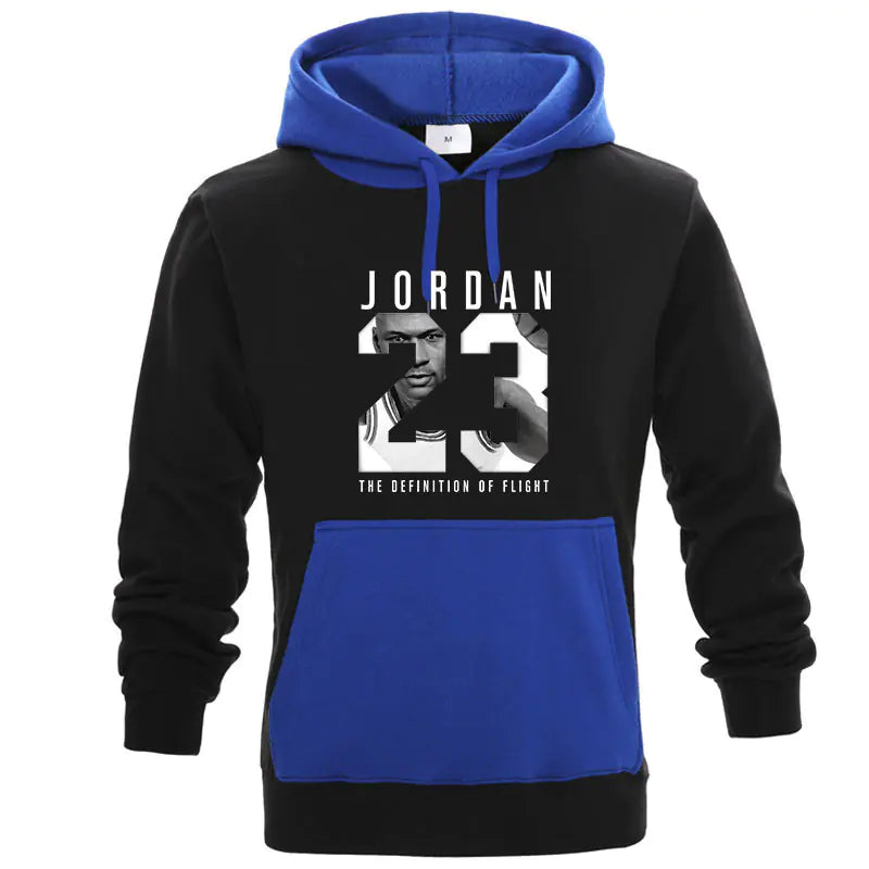 Men's Color Block Hooded Sweatshirt with Print 23