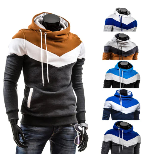 Fashion Color Block Hooded Sweatshirt