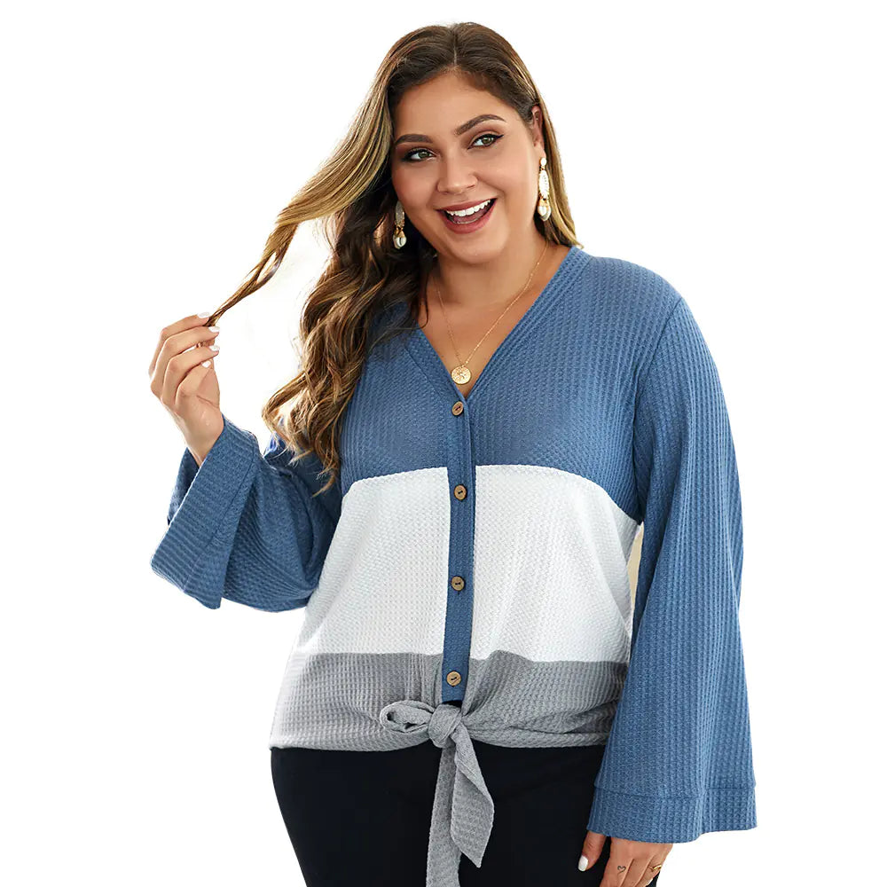 Plus Size Women's Loose Knit Sweater for Fall/Winter