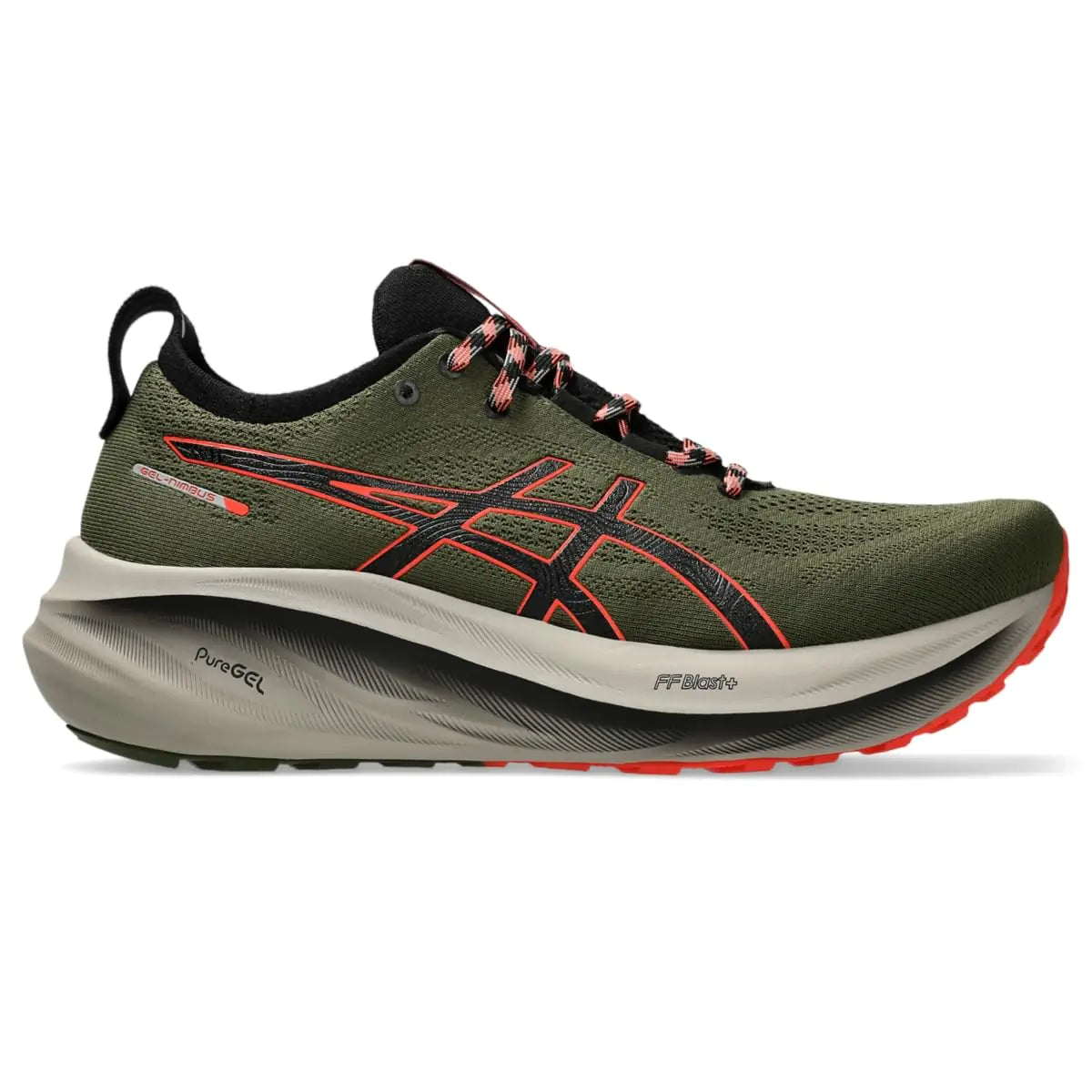 ASICS Mens Gel-Nimbus 26 Trail Running Shoes 8.5 Nature Bathing/RED Snapper