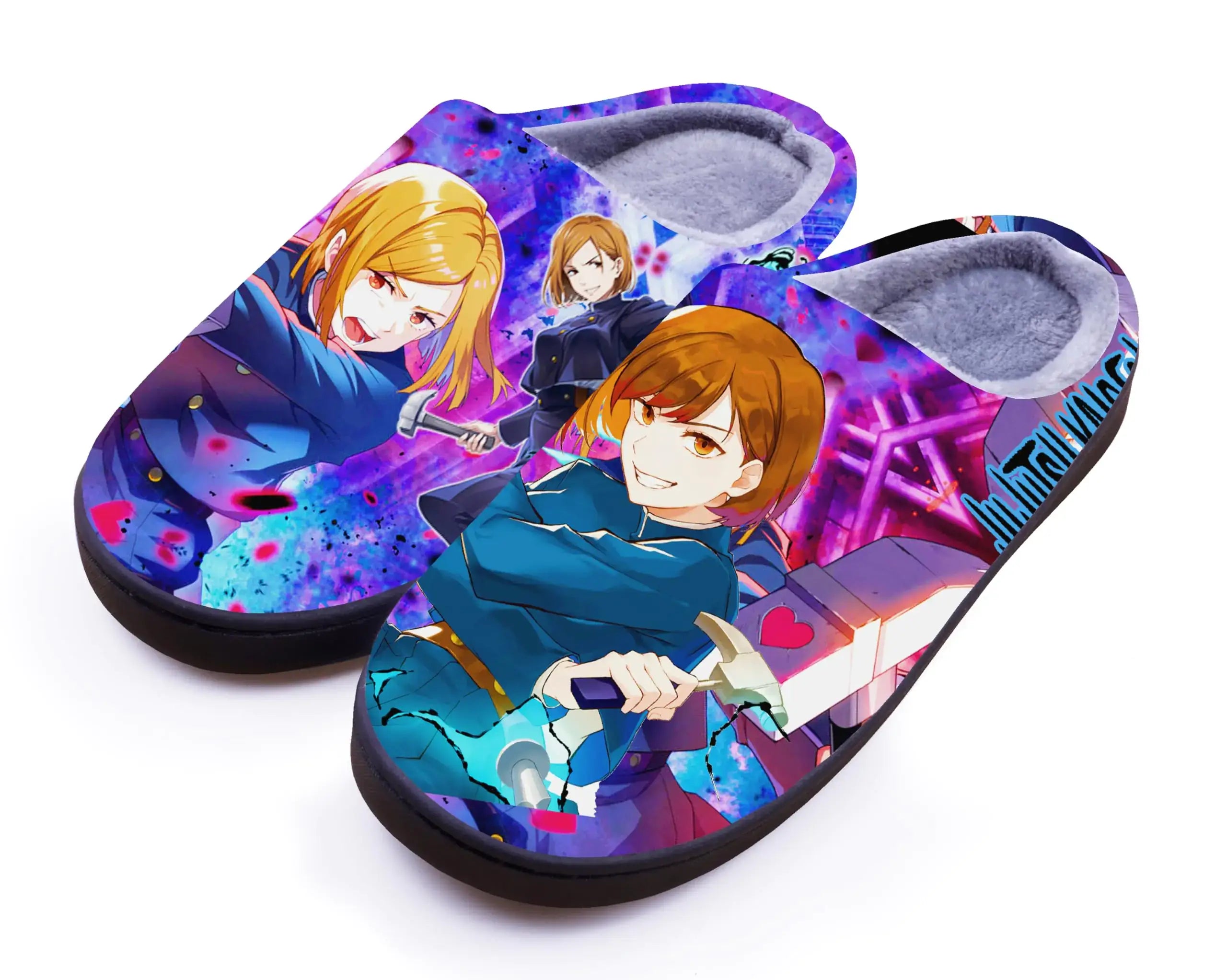 WANHONGYUE Anime Kugisaki Nobara Slippers for Women Men Fuzzy House Slippers Winter Anti-slip Indoor and Outdoor Slip on Shoes