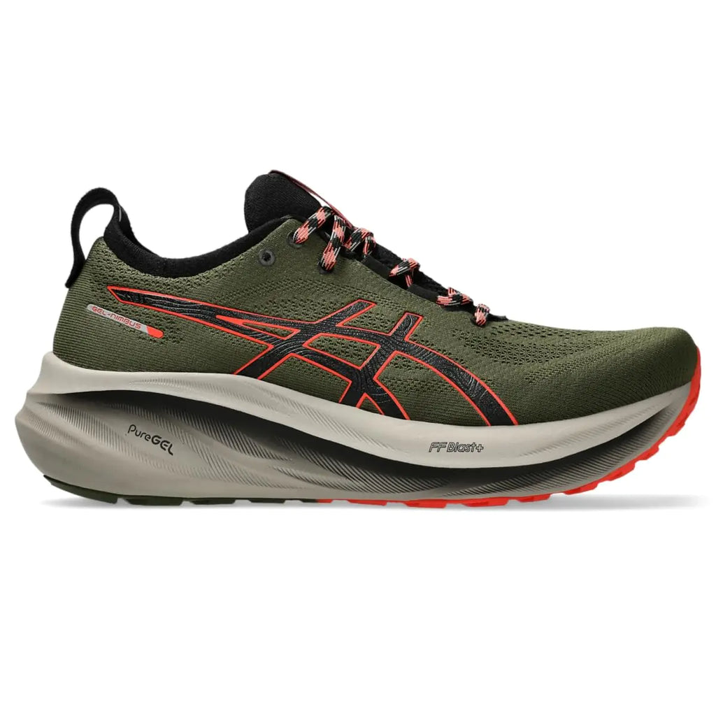 ASICS Mens Gel-Nimbus 26 Trail Running Shoes 8.5 Nature Bathing/RED Snapper