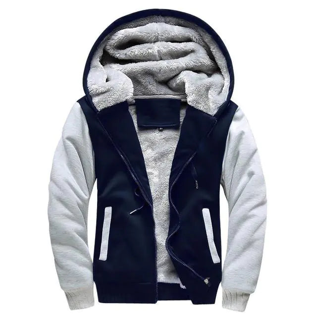 Men's Color Block Hooded Zip-Up Sweatshirt Jacket