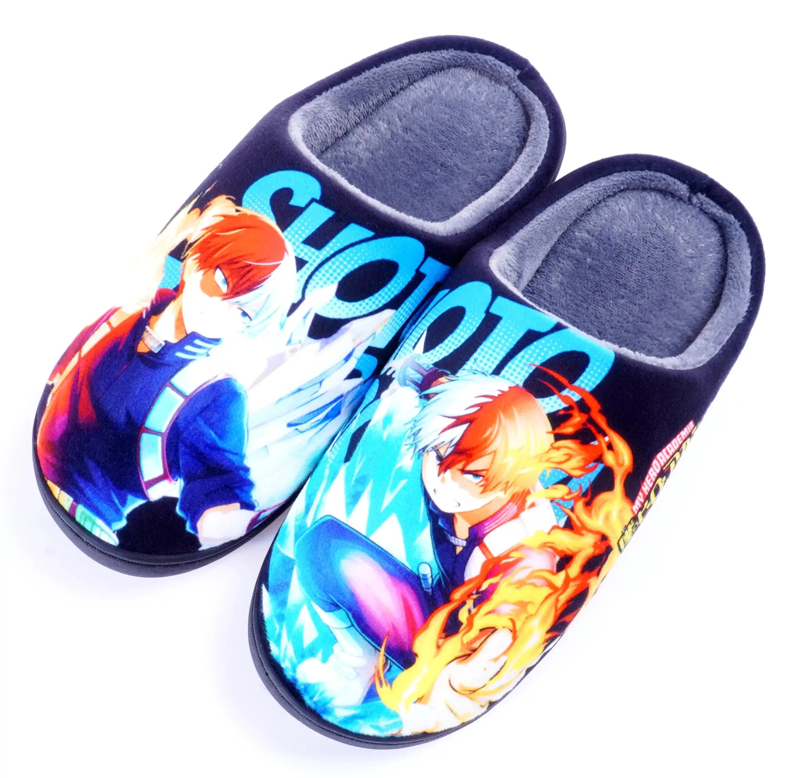 WANHONGYUE Anime Todoroki Shoto Slippers Women Men Fuzzy House Slippers Winter Anti-slip Indoor and Outdoor Slip on Shoes