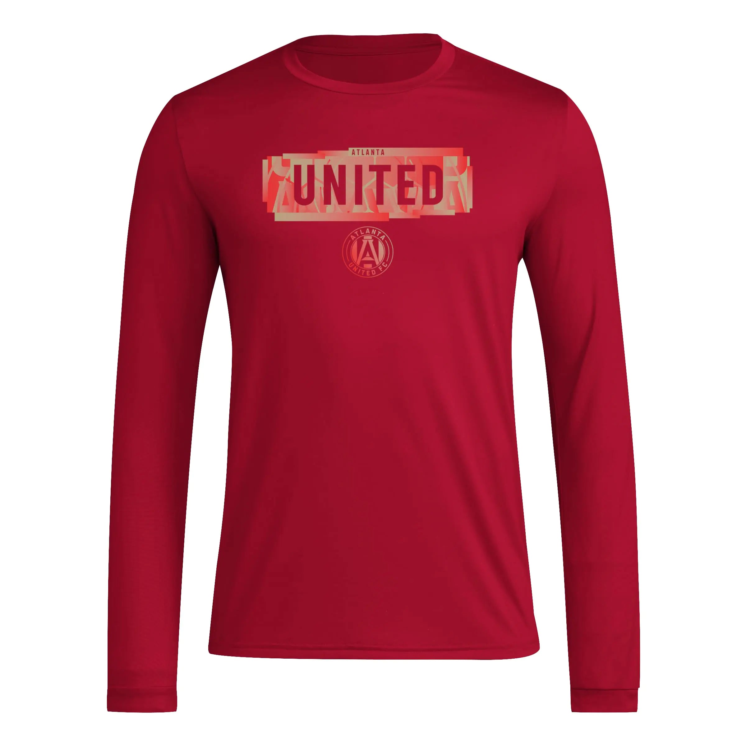 adidas Mens Size FC Long Sleeve Pre-Game T-Shirt Team Victory Red/Atlanta United Small Tall