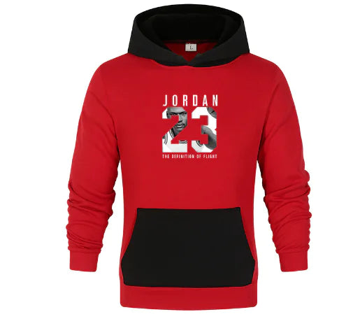 Men's Color Block Hooded Sweatshirt with Print 23